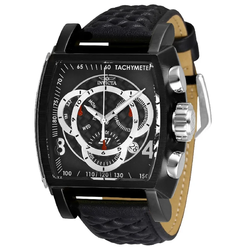 Lustrous gold watches-Invicta Men's 27927 S1 Rally Black Leather Watch