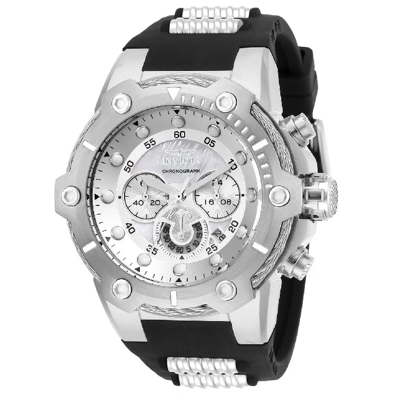 Thick metal watches-Invicta Men's 28039 Bolt Black and Silver Inserts Silicone Watch