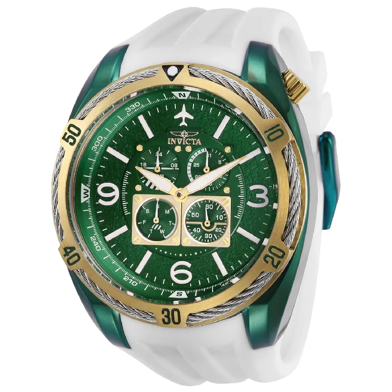 Lustrous gold watches-Invicta Men's 28082 Aviator White Silicone Watch