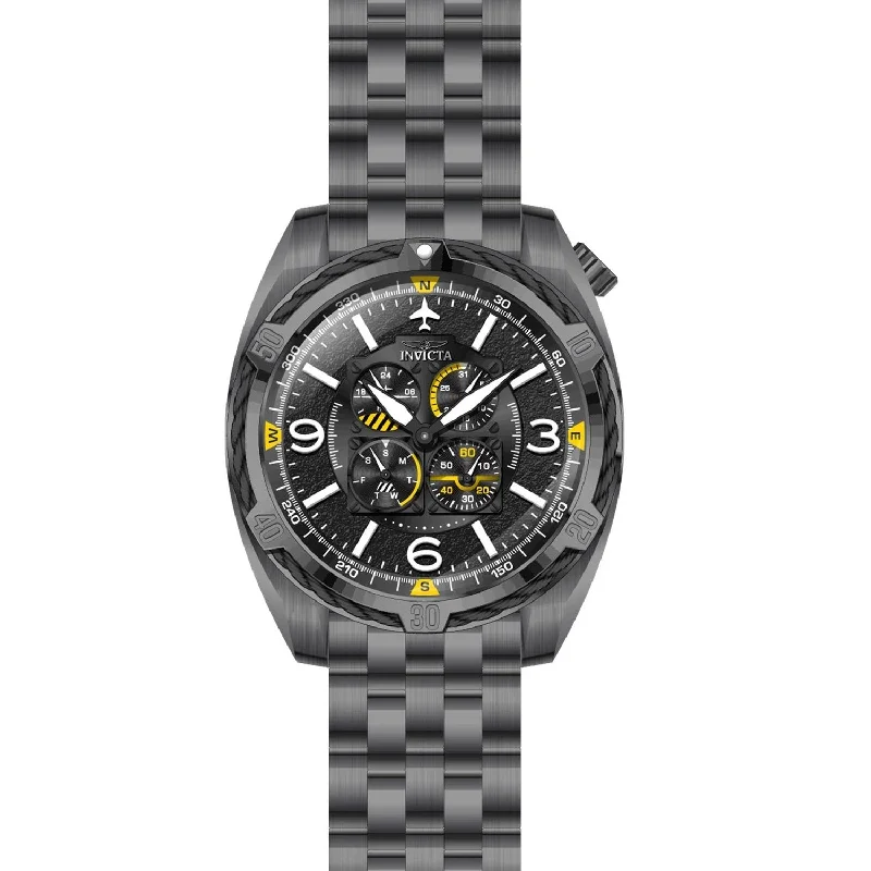 Retro strap watches-Invicta Men's 28086 Aviator Gunmetal Stainless Steel Watch