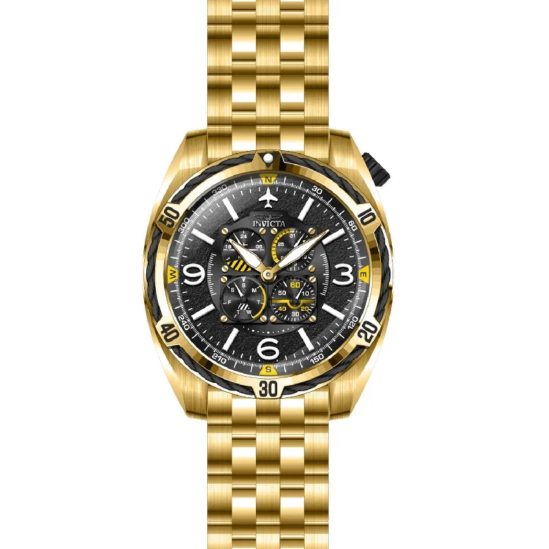 Amethyst bezel watches-Invicta Men's 28087 Aviator Gold-Tone Stainless Steel Watch