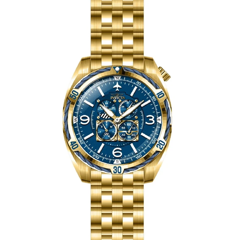 Bold analog watches-Invicta Men's 28089 Aviator Gold-Tone Stainless Steel Watch