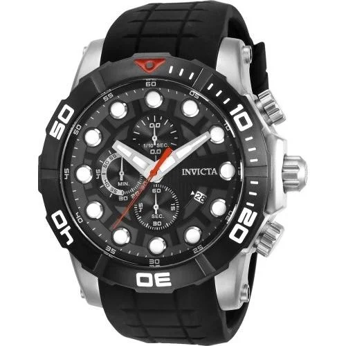 Spinel face watches-Invicta Men's 28270 Sea Hunter Black Silicone Watch