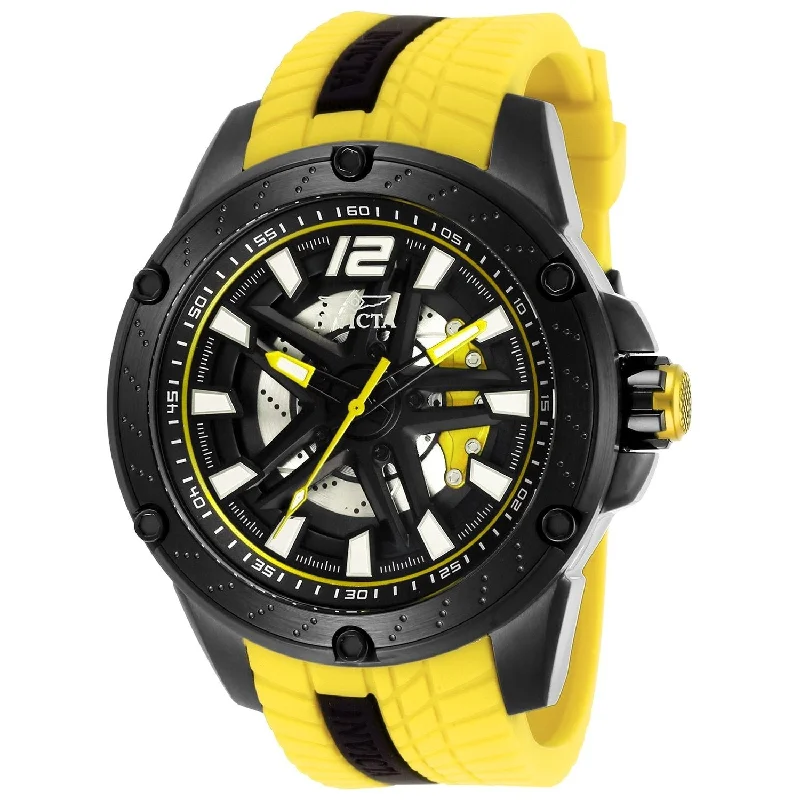 Thick metal watches-Invicta Men's 28299 S1 Rally Race Team Automatic Yellow Silicone Watch