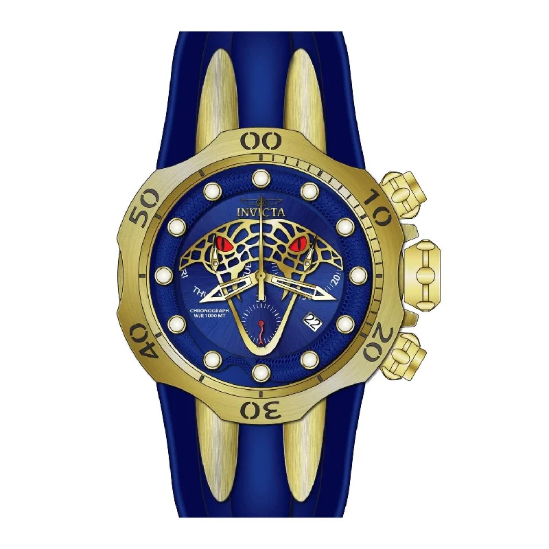 Lustrous gold watches-Invicta Men's 28388 Venom Venom Blue Silicone Watch