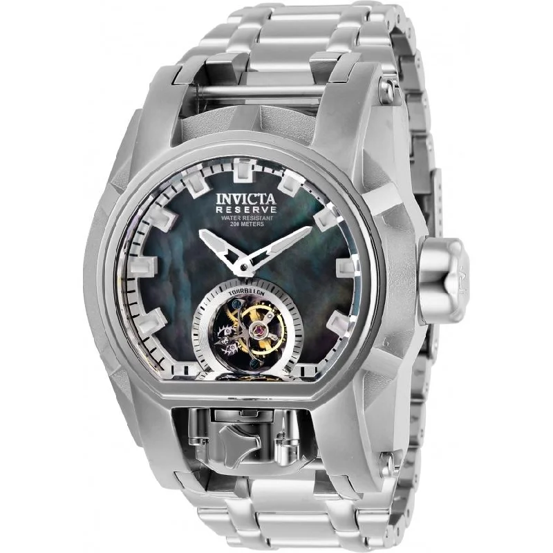 Pink gold face watches-Invicta Men's 28392 Reserve Bolt Zeus Black Stainless Steel Watch