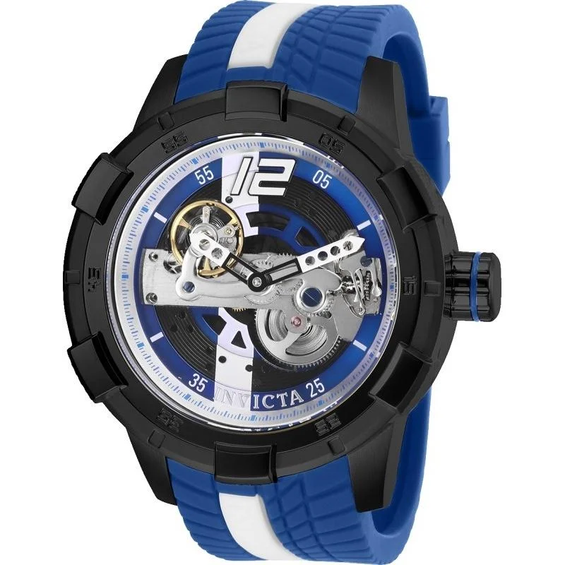 Flex band watches-Invicta Men's 28591 S1 Rally Automatic Blue and White Silicone Watch