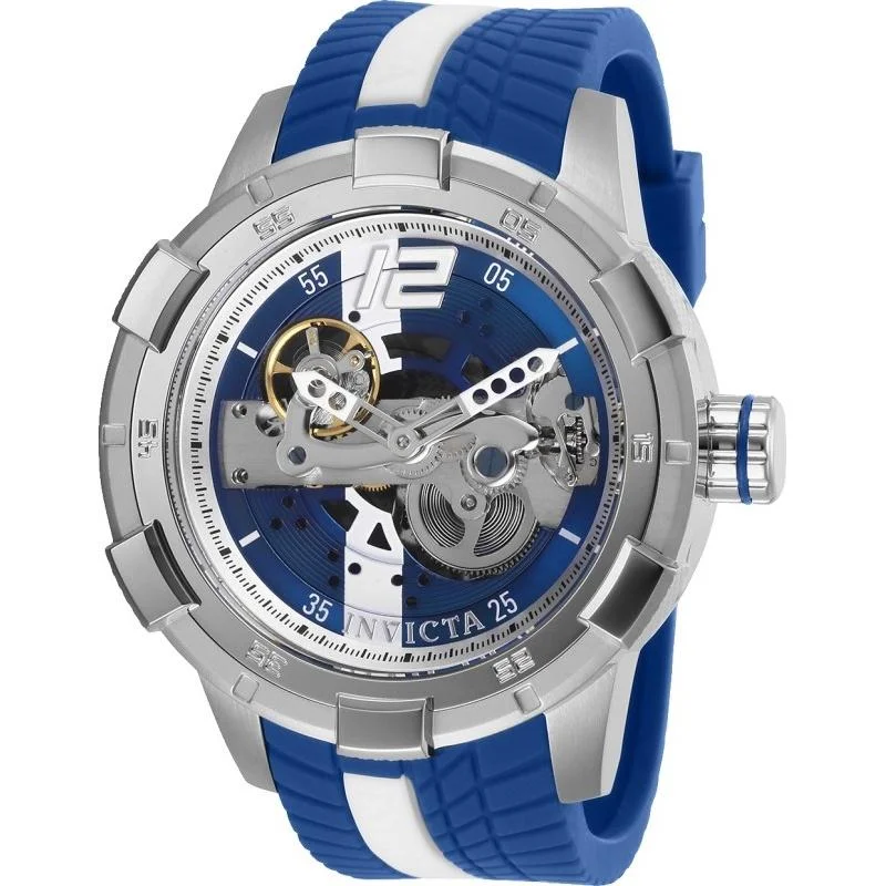 High gloss watches-Invicta Men's 28593 S1 Rally Automatic Blue and White Silicone Watch