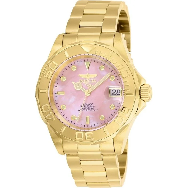 Bold analog watches-Invicta Men's 28693 Pro Diver Automatic Gold-Tone Stainless Steel Watch