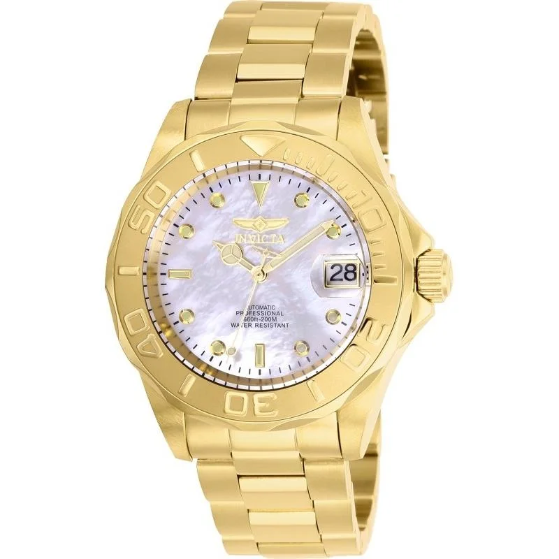 Wide band watches-Invicta Men's 28694 Pro Diver Automatic Gold-Tone Stainless Steel Watch