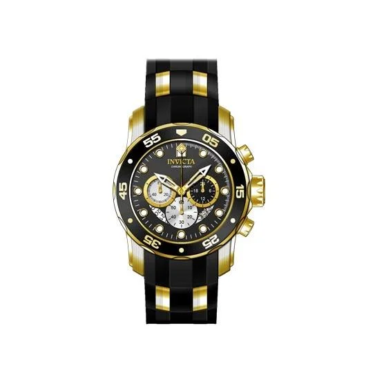 Shiny silver watches-Invicta Men's 28722 Pro Diver Scuba Black and Gold-Tone Polyurethane and Stainless Steel Watch