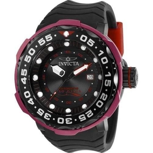 Mesh face watches-Invicta Men's 28787 Pro Diver Automatic Black Silicone Watch