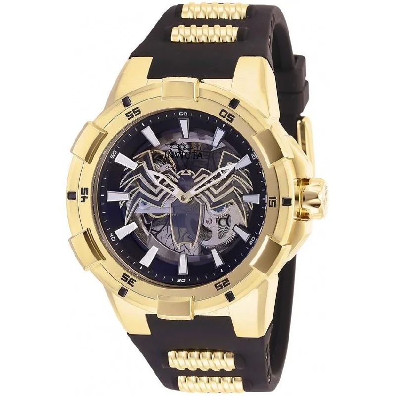 Regal diamond watches-Invicta Men's 28979 Venom Black and Gold-Tone Inserts Silicone Watch