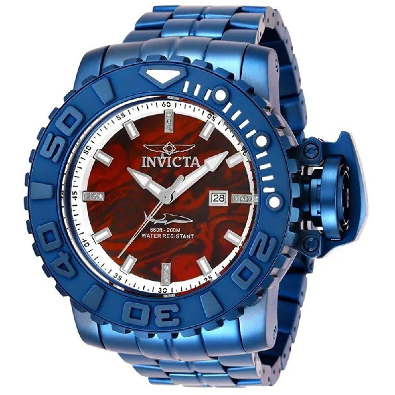 Mesh face watches-Invicta Men's 29016 Sea Hunter Blue Stainless Steel Watch