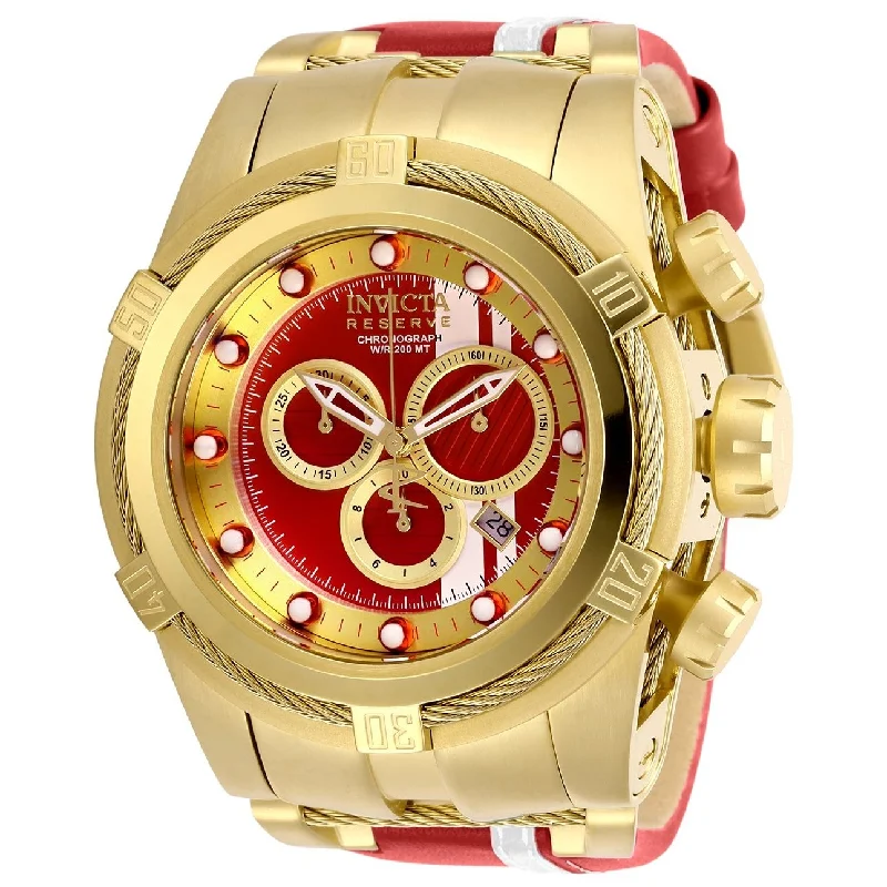 Amethyst bezel watches-Invicta Men's 29050 Reserve Race Team Red Leather and Stainless Steel Watch