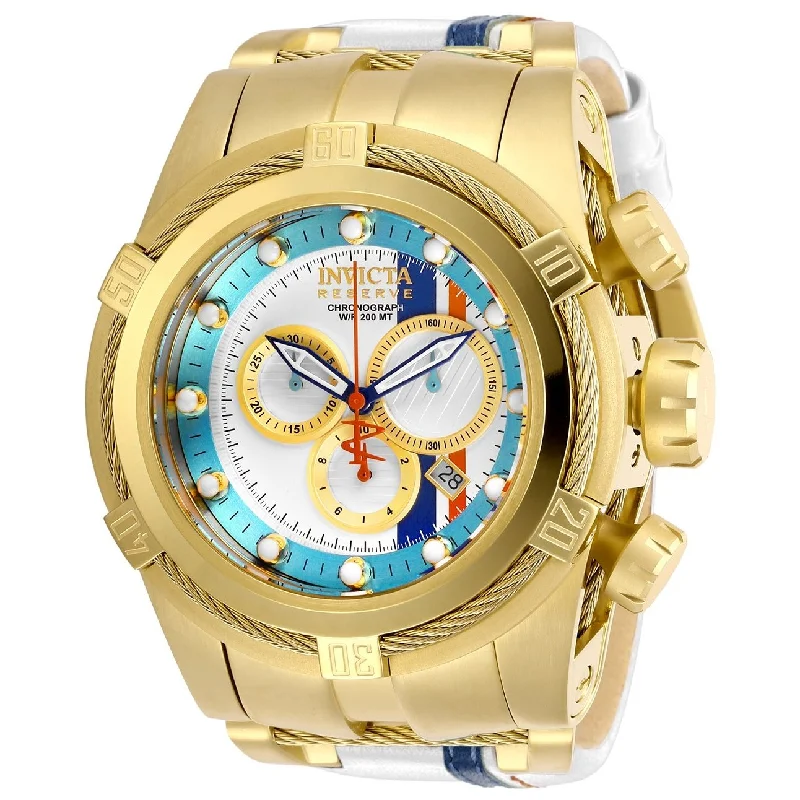 Pure quartz watches-Invicta Men's 29051 Reserve Race Team White Leather and Stainless Steel Watch