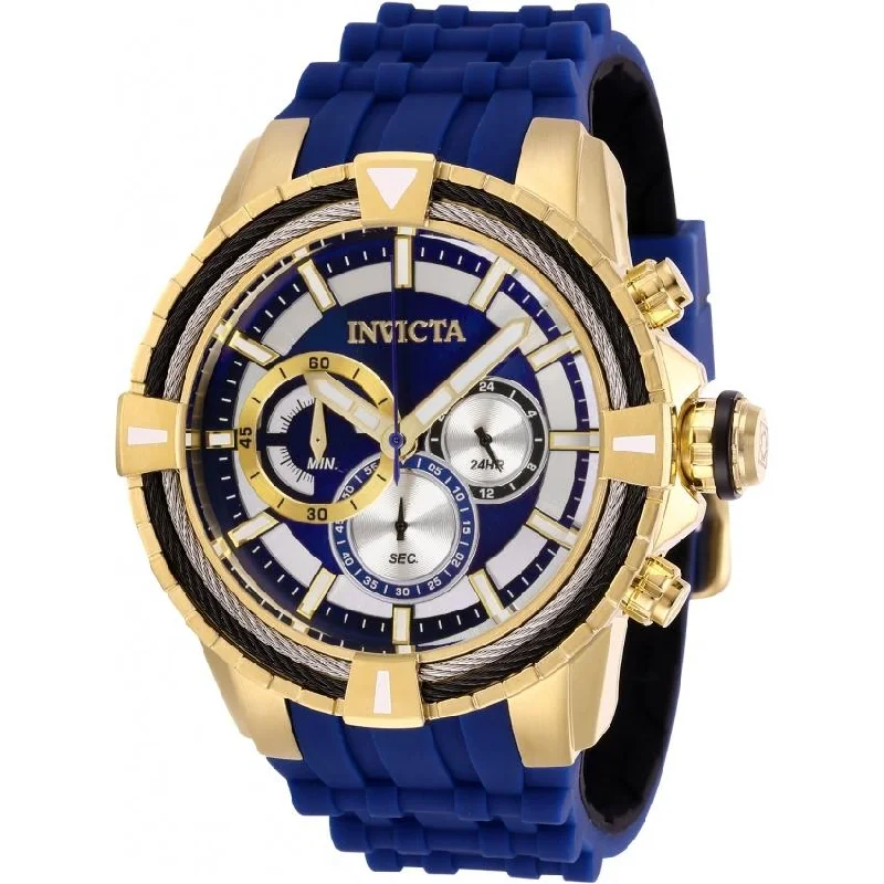 Thick metal watches-Invicta Men's 29078 Bolt Chronograph Blue Silicone Watch