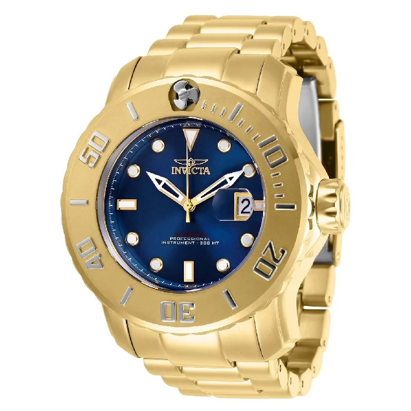 Round strap watches-Invicta Men's 29353 Pro Diver Propeller Automatic Gold-Tone Stainless Steel Watch