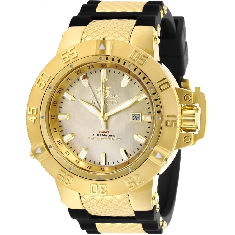 Flex band watches-Invicta Men's 29616 Subaqua Noma III Black and Gold-tone Inserts Silicone Watch