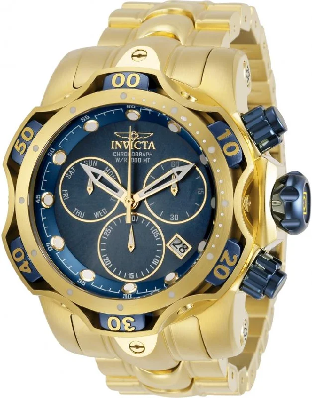 Pink gold face watches-Invicta Men's 29641 Venom Venom Gold-Tone Silver Watch