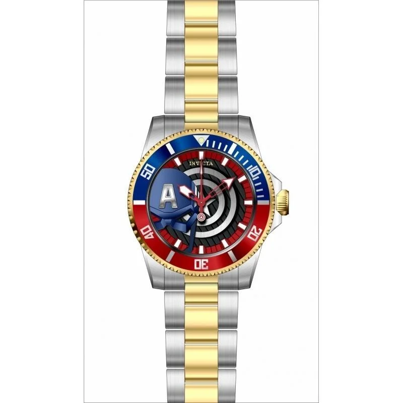 Round strap watches-Invicta Men's 29682 Marvel Gold-Tone and Silver Stainless Steel Watch