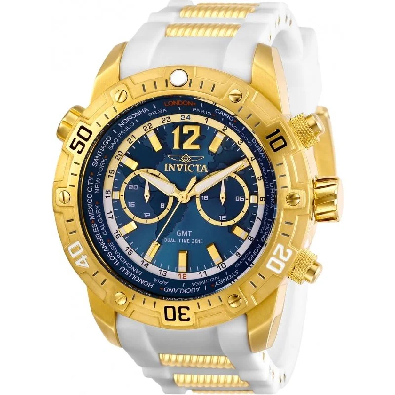 Flex band watches-Invicta Men's 29918 Aviator White and GLD Ins Polyurethane and Stainless Steel Watch