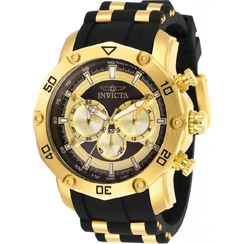 Pure quartz watches-Invicta Men's 30029 Pro Diver Black and Gold-Tone Stainless Steel Watch