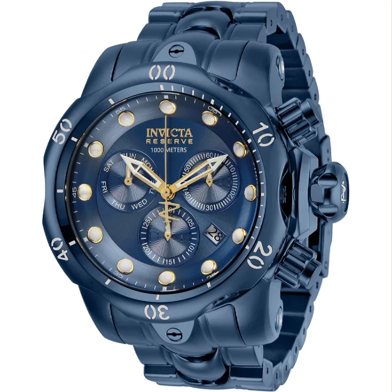 Round strap watches-Invicta Men's 30123 Reserve Venom Blue and Silver Stainless Steel Watch