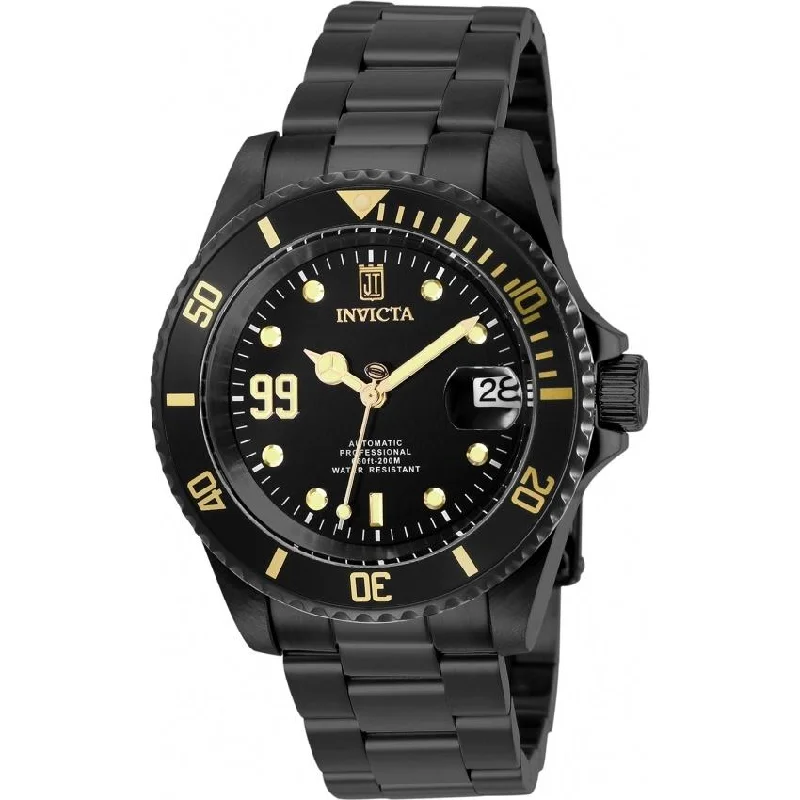 Pink gold face watches-Invicta Men's 30199 Jason Taylor Automatic Black Stainless Steel Watch