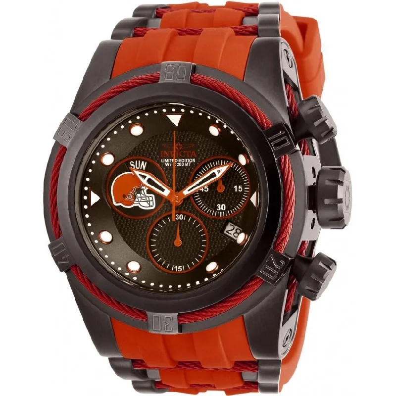 Round strap watches-Invicta Men's 30230 NFL Browns Silicone Watch