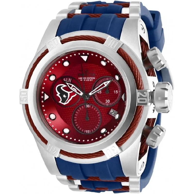 Flex band watches-Invicta Men's 30235 NFL Texans Blue Silicone Watch