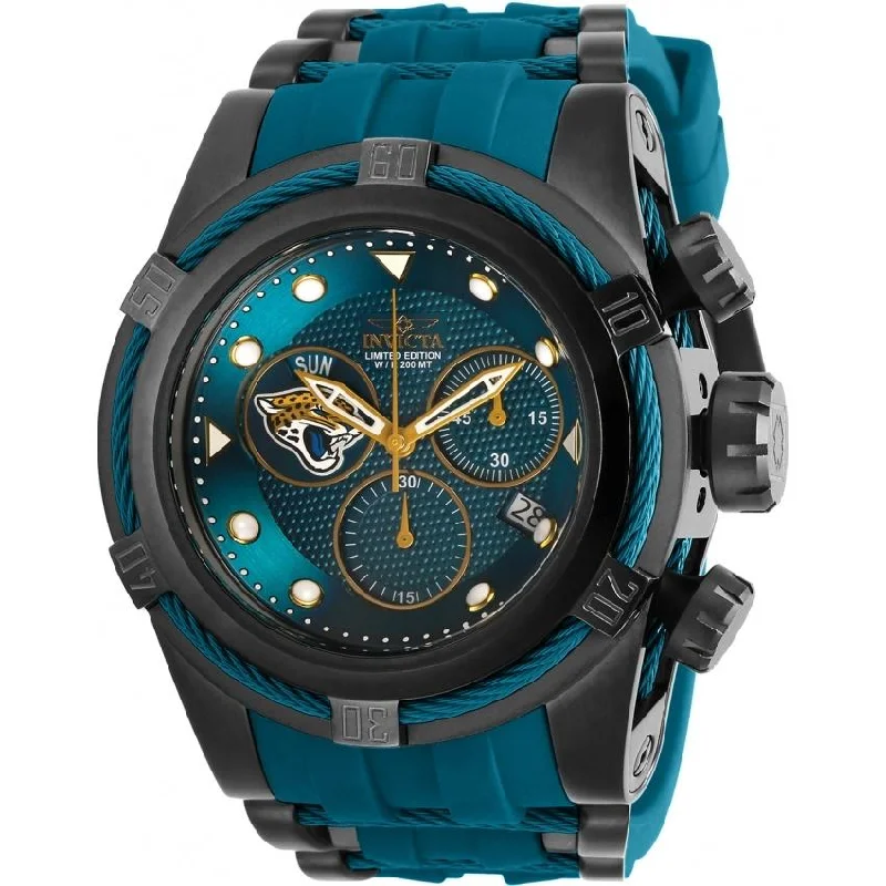 High gloss watches-Invicta Men's 30237 NFL Jaguars Teal Silicone Watch