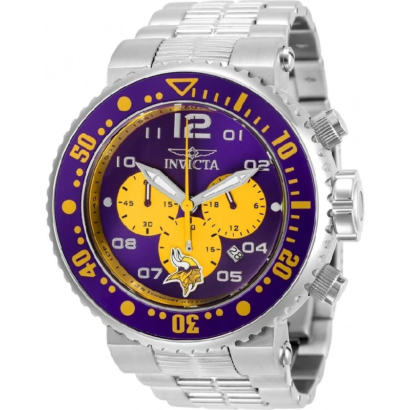 Lustrous gold watches-Invicta Men's 30274 NFL Vikings Stainless Steel Watch