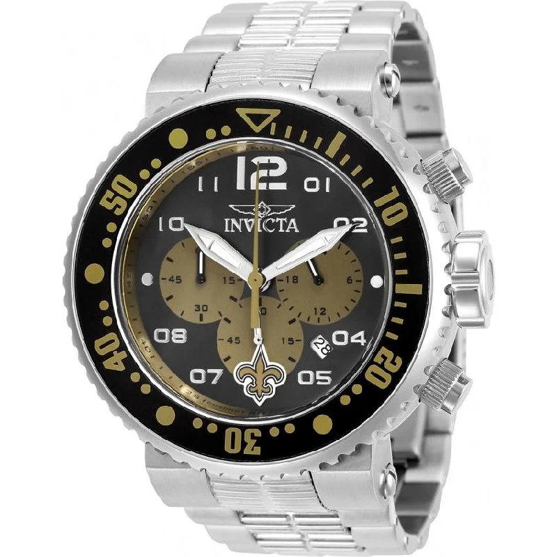 Shiny silver watches-Invicta Men's 30276 NFL Saints Stainless Steel Watch