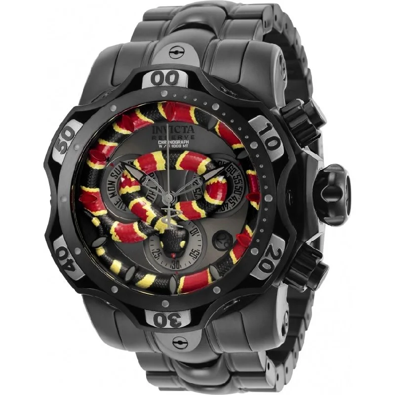 Retro strap watches-Invicta Men's 30310 Reserve Venom Black Stainless Steel Watch