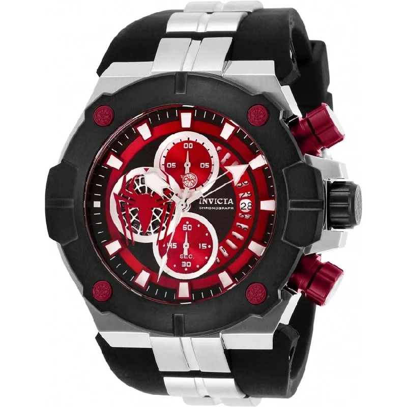 Fine bracelet watches-Invicta Men's 30317 Marvel Spiderman Black and Silver Polyurethane and Stainless Steel Watch