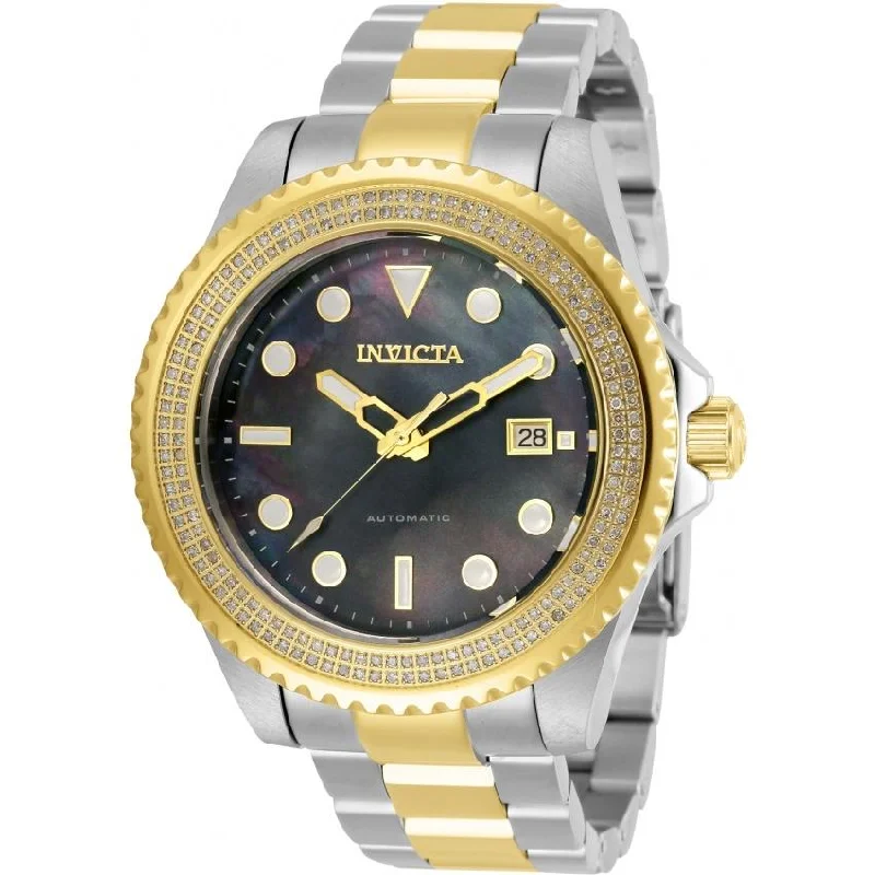 Thick metal watches-Invicta Men's 30327 Pro Diver Automatic Gold-Tone and Silver Stainless Steel Watch