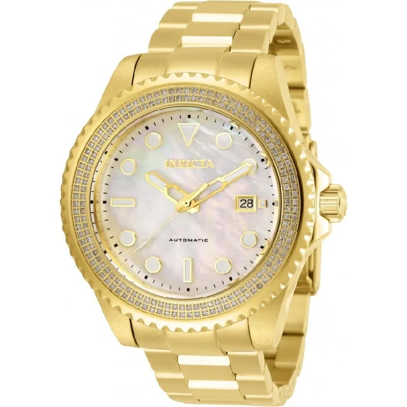 Round strap watches-Invicta Men's 30328 Pro Diver Automatic Gold-Tone Stainless Steel Watch