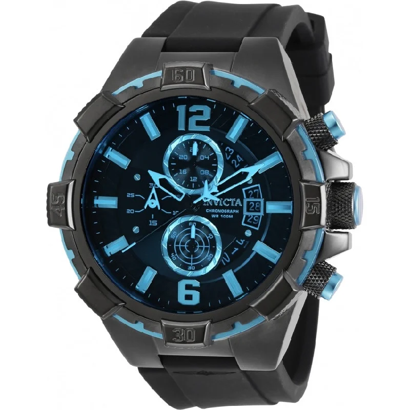 Bold analog watches-Invicta Men's 30407 Aviator Black Silicone Watch