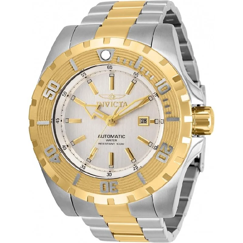 Thick metal watches-Invicta Men's 30501 Pro Diver Automatic Gold-Tone and Silver Stainless Steel Watch