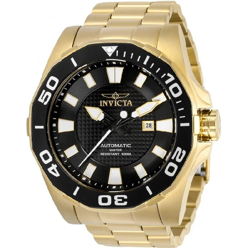 Cedar wood watches-Invicta Men's 30515 Pro Diver Automatic Gold-Tone Stainless Steel Watch